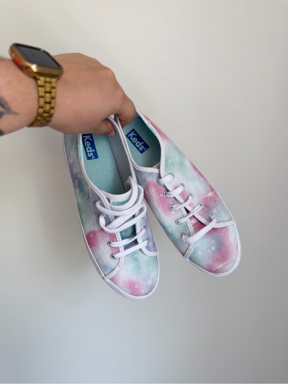 Keds Pastel Tie-Dye Canvas Lace-Up Sneakers (Size 5m)